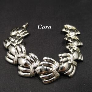 Coro Rhodium Plated Mid-century Modern Bracelet, 1960s Vintage Jewelry